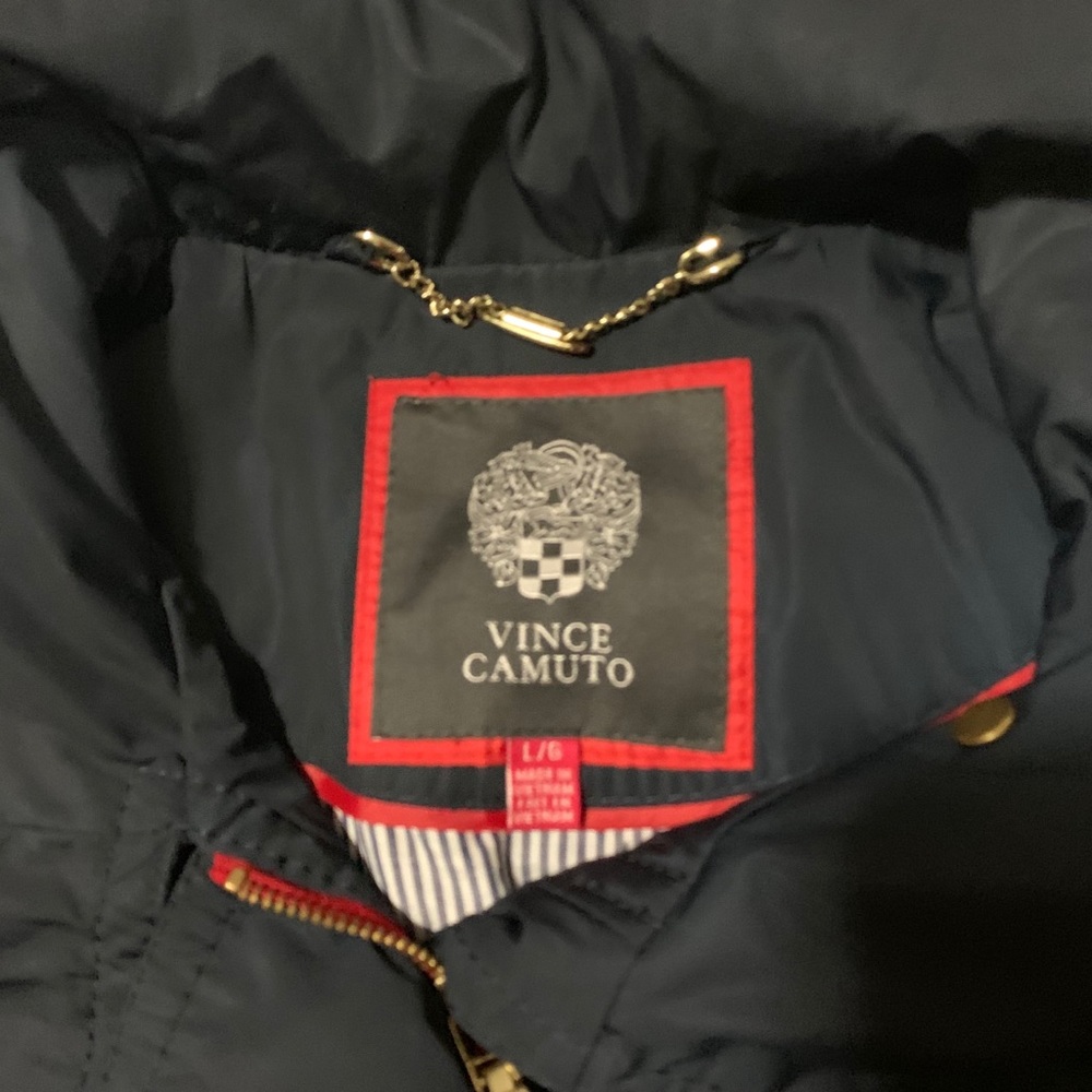 Vince Camuto Navy Utility Jacket with Red Trim - Picture 2 of 13